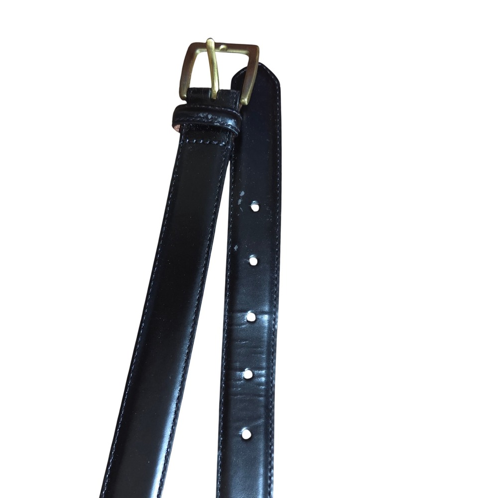Coach Polished Cowhide Leather Belt 36 Handcrafted Solid Brass Buckle Minimalist